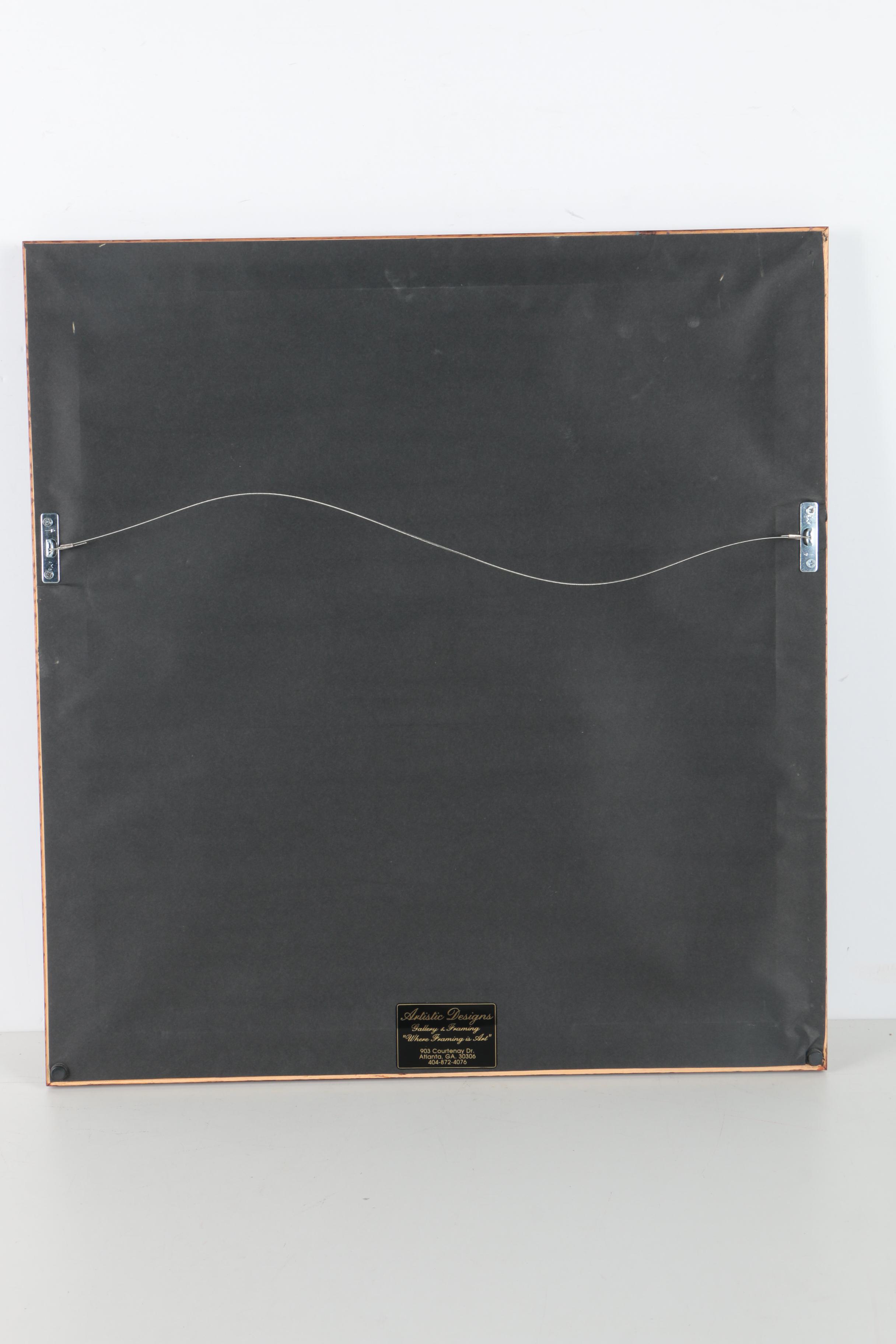 African Bark Collage of Village Scene