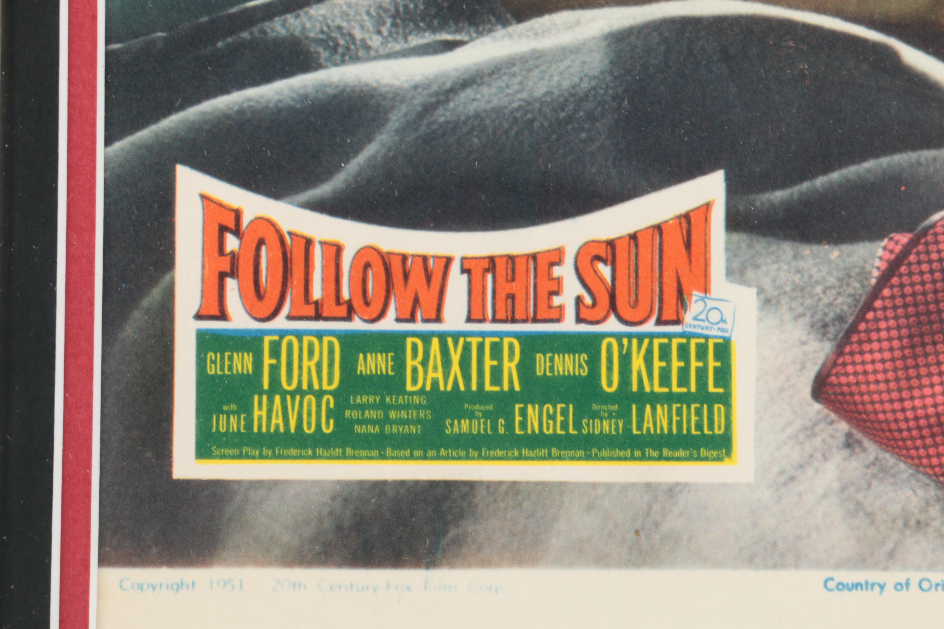 Framed 1951 Lobby Card for "Follow the Sun"