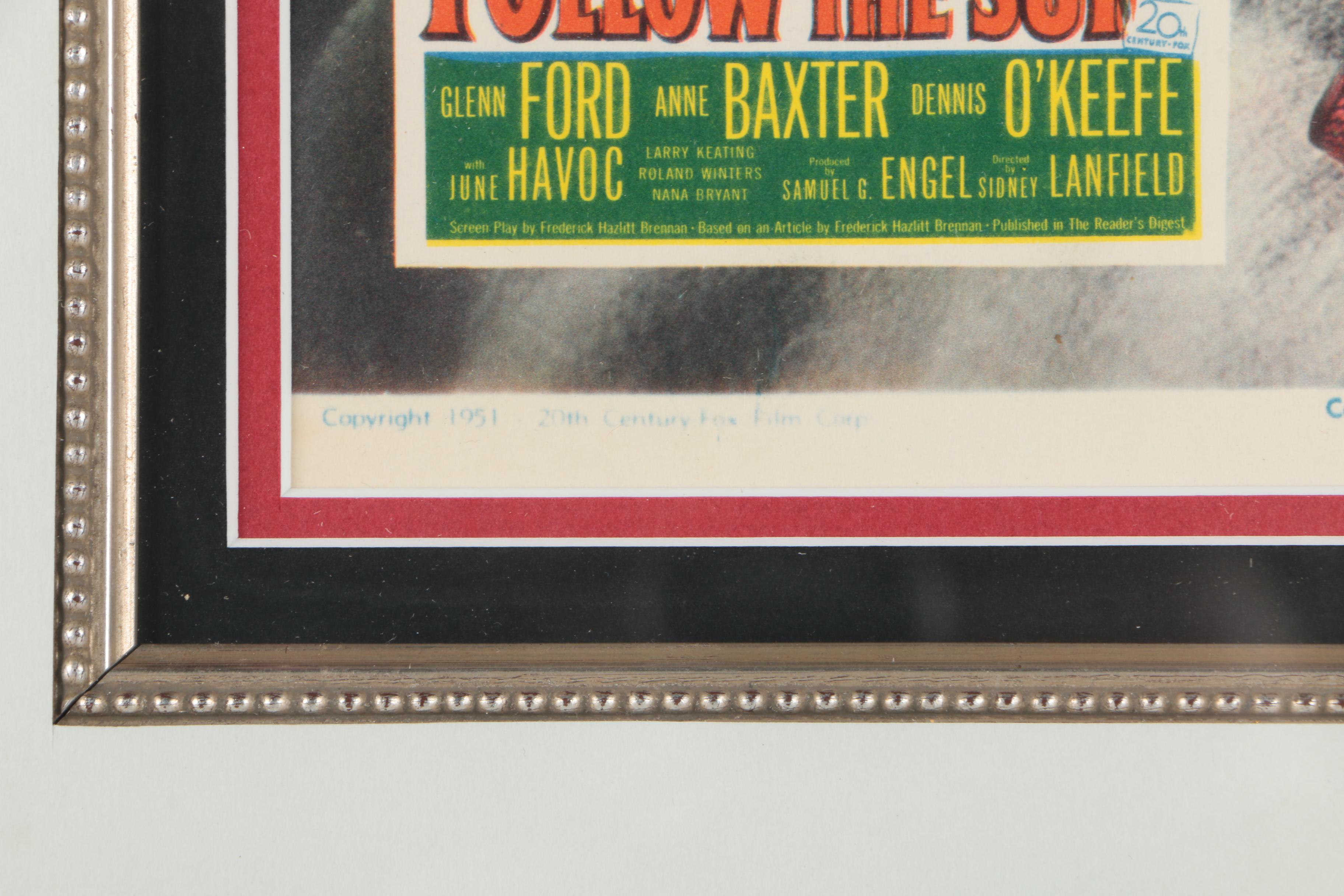 Framed 1951 Lobby Card for "Follow the Sun"