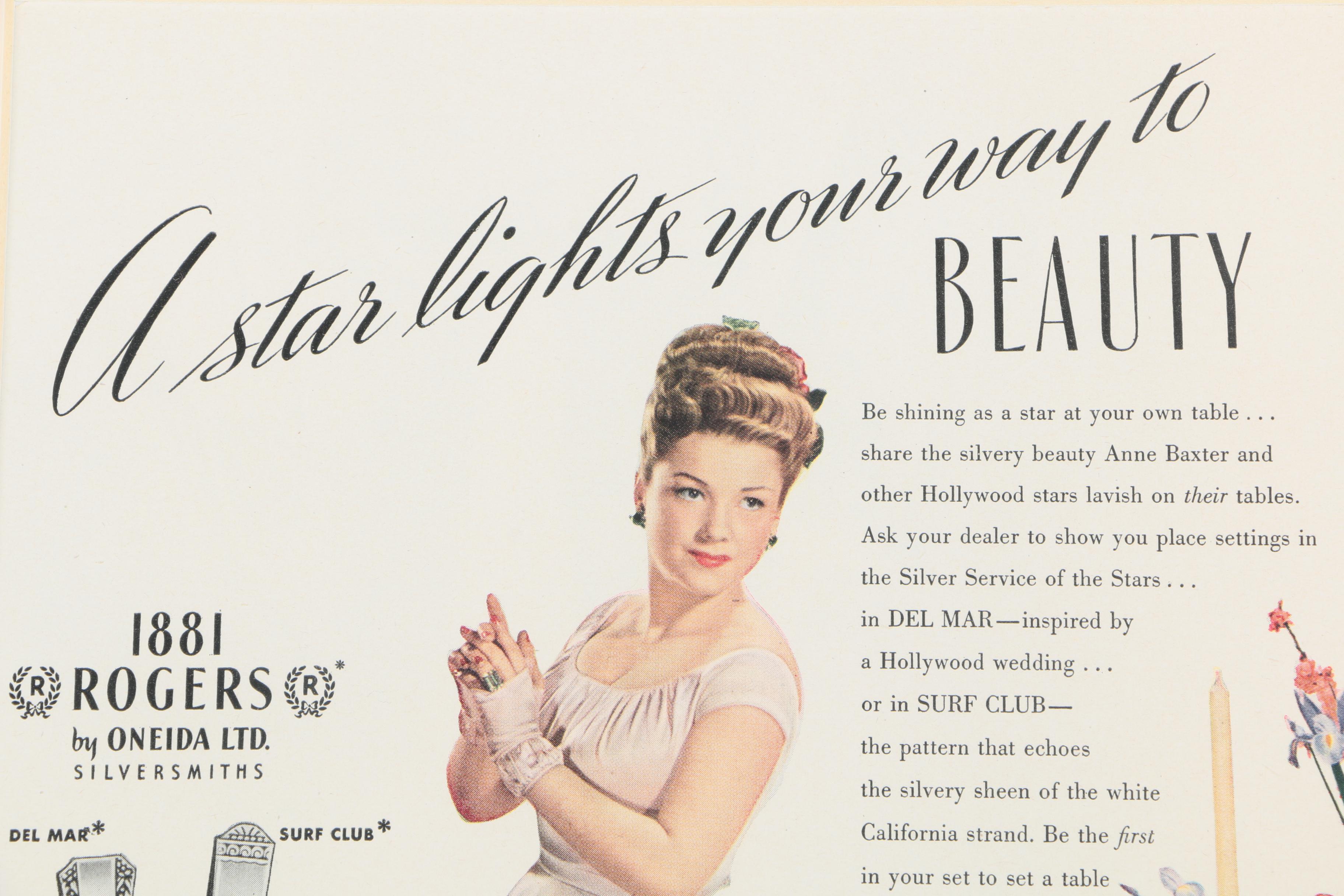 1940s Advertisement for "1881 Rogers" Flatware by Oneida