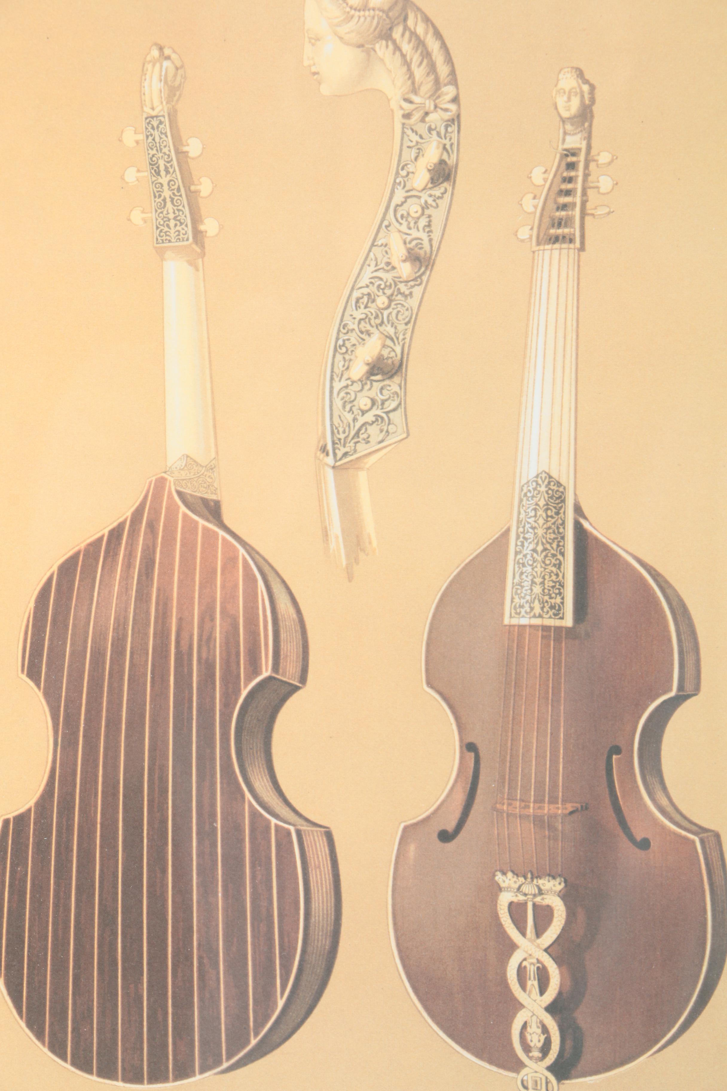 Offset Lithograph After William Gibb's Illustration of Tielke's "Caduceus" Viola da Gamba