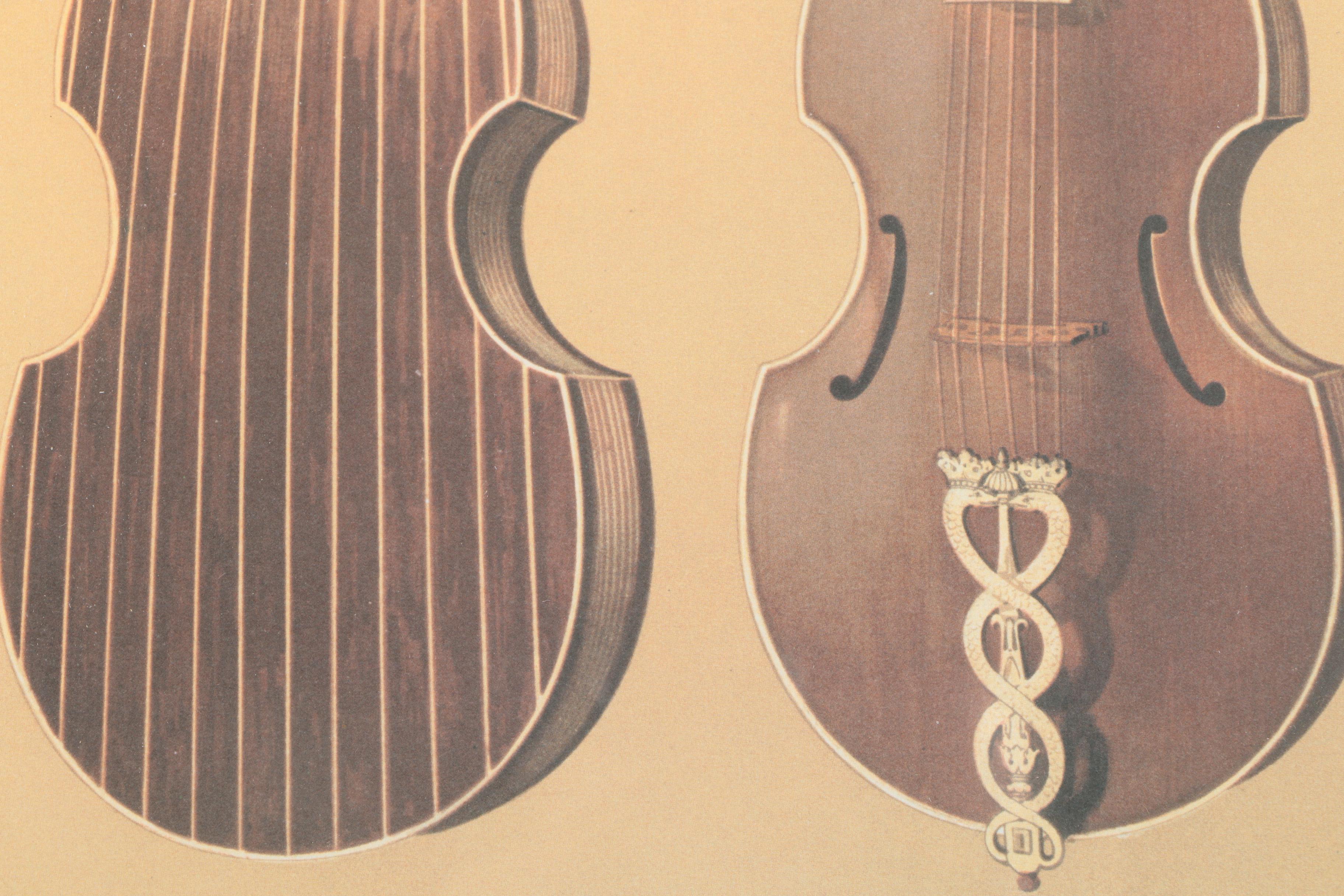Offset Lithograph After William Gibb's Illustration of Tielke's "Caduceus" Viola da Gamba