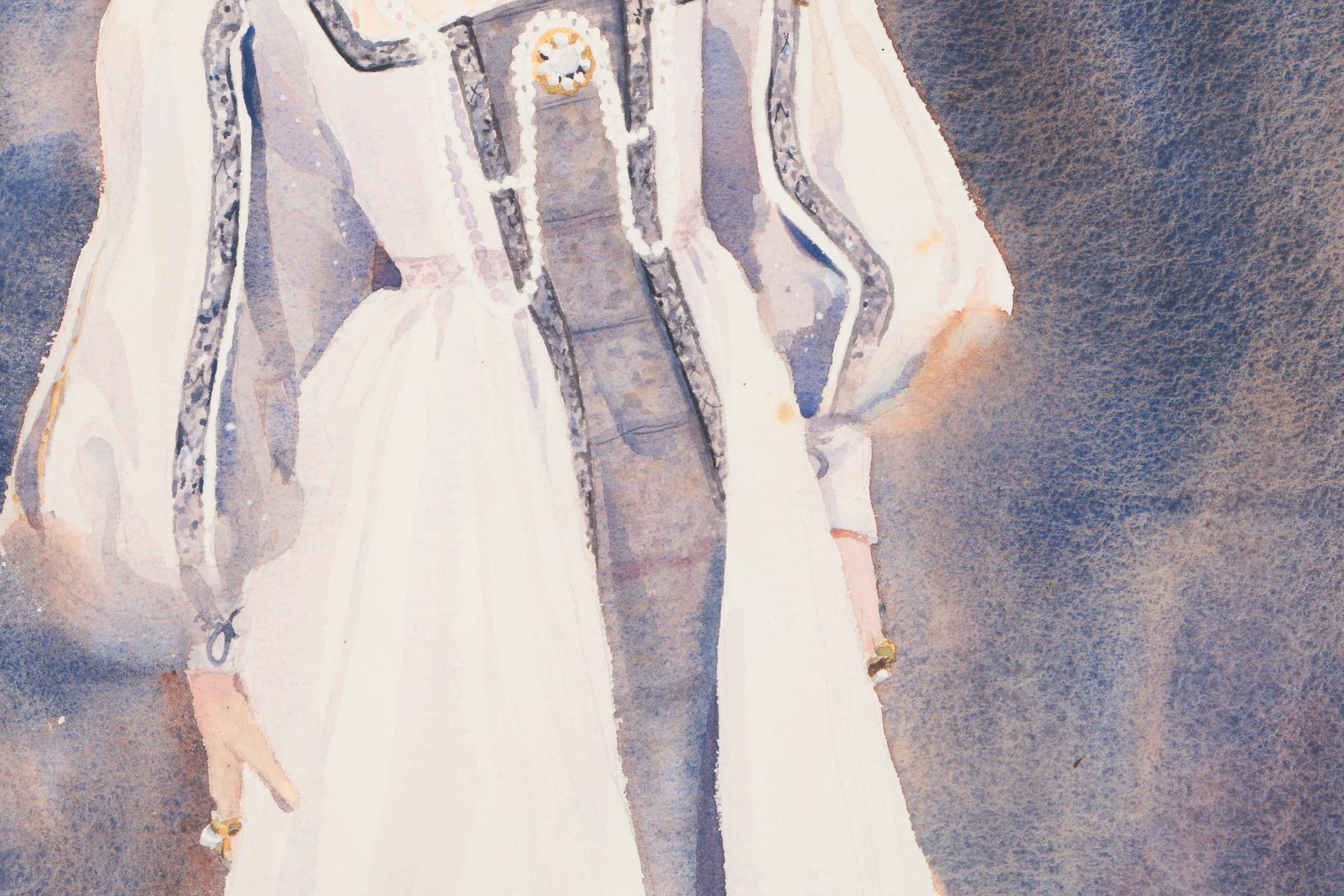 Betty Evans Cook Watercolor Painting of Costumed Woman