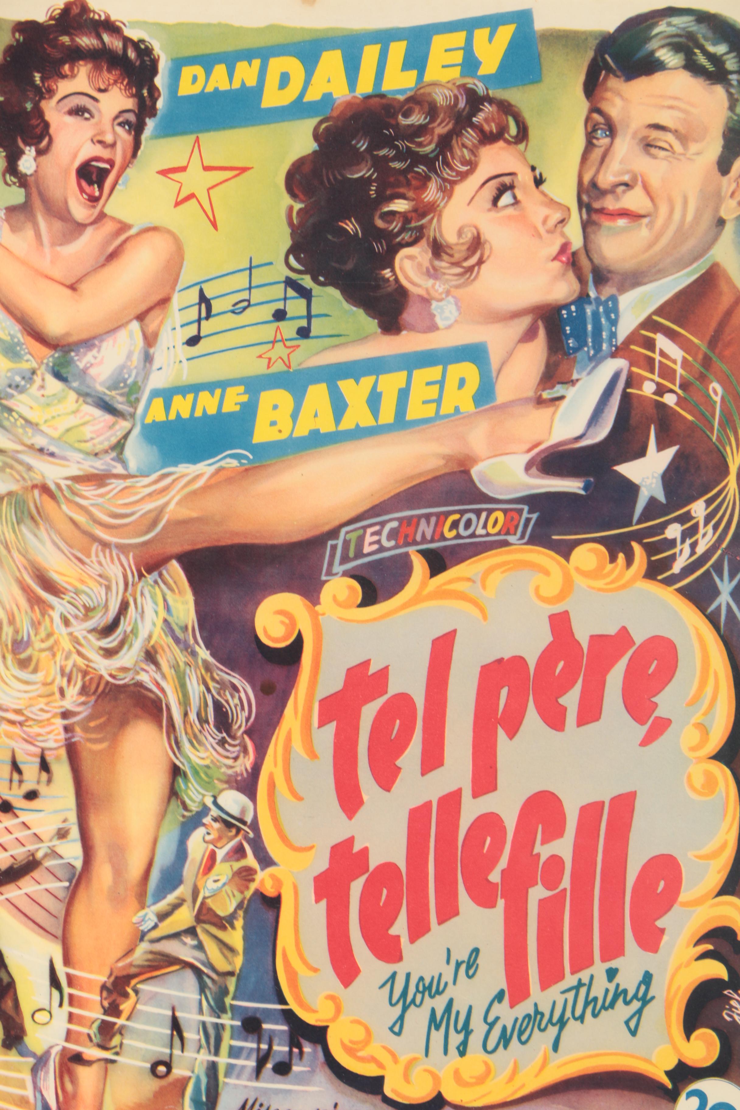 Circa 1950s Belgian Poster for "You're My Everything"/"Tel Père, Telle Fille"/"Zo de Vader, Zo de Dochter"