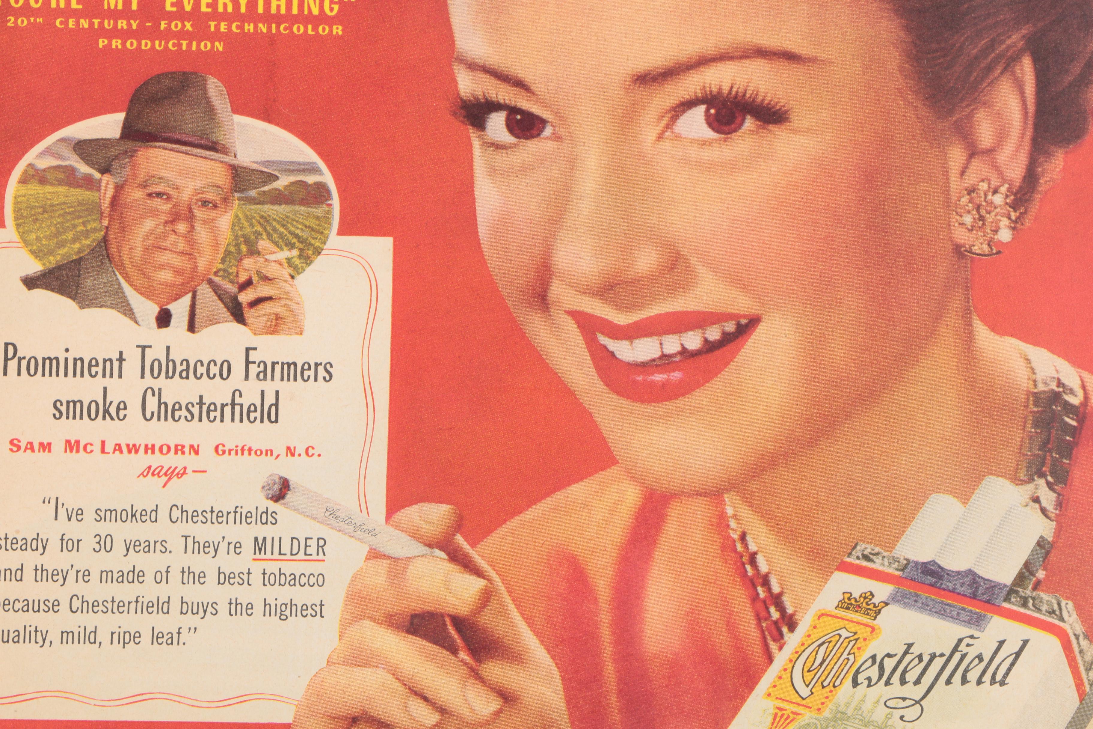 Vintage Chesterfield Cigarettes Advertisement Featuring Anne Baxter