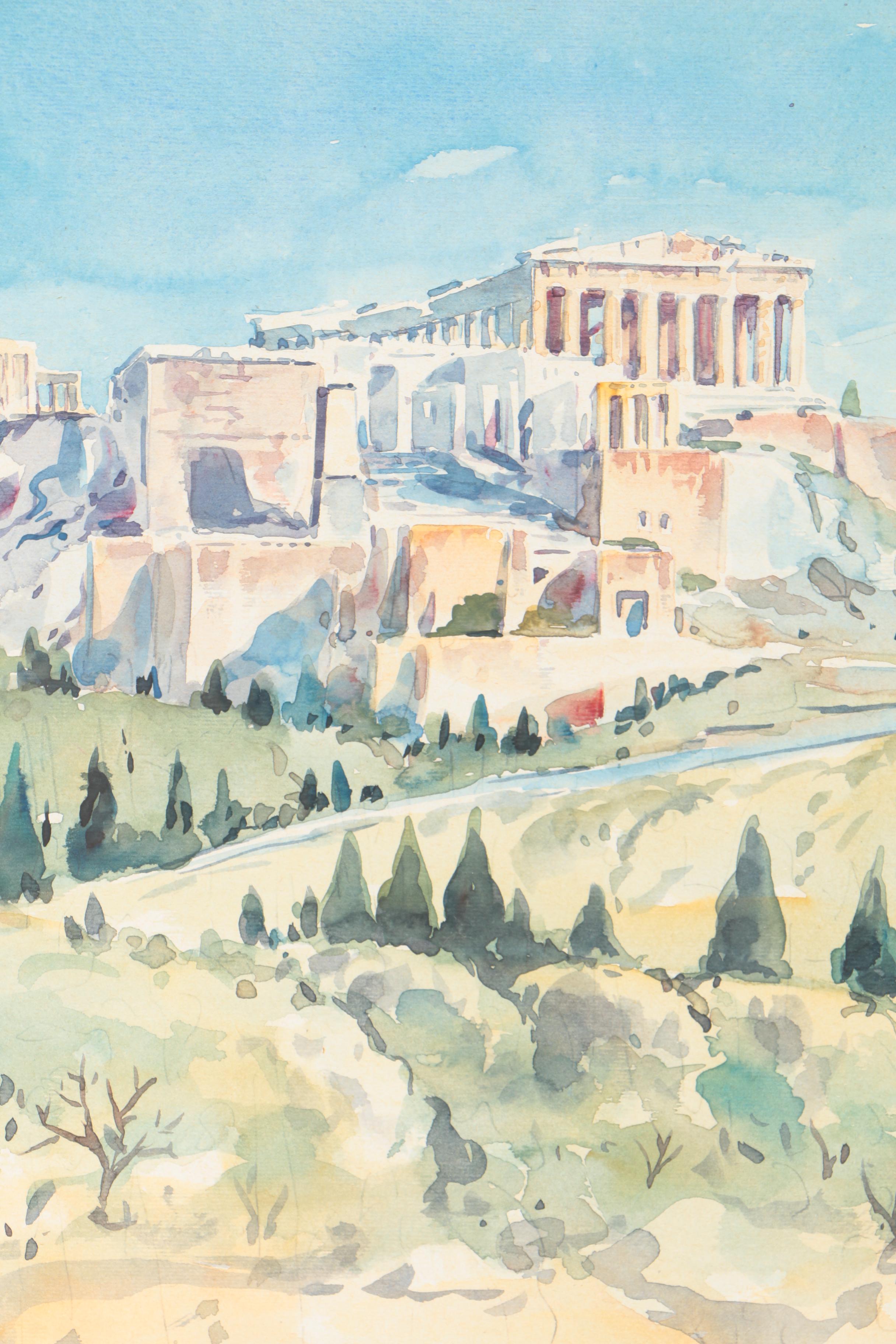Watercolor on Paper of the Acropolis of Athens