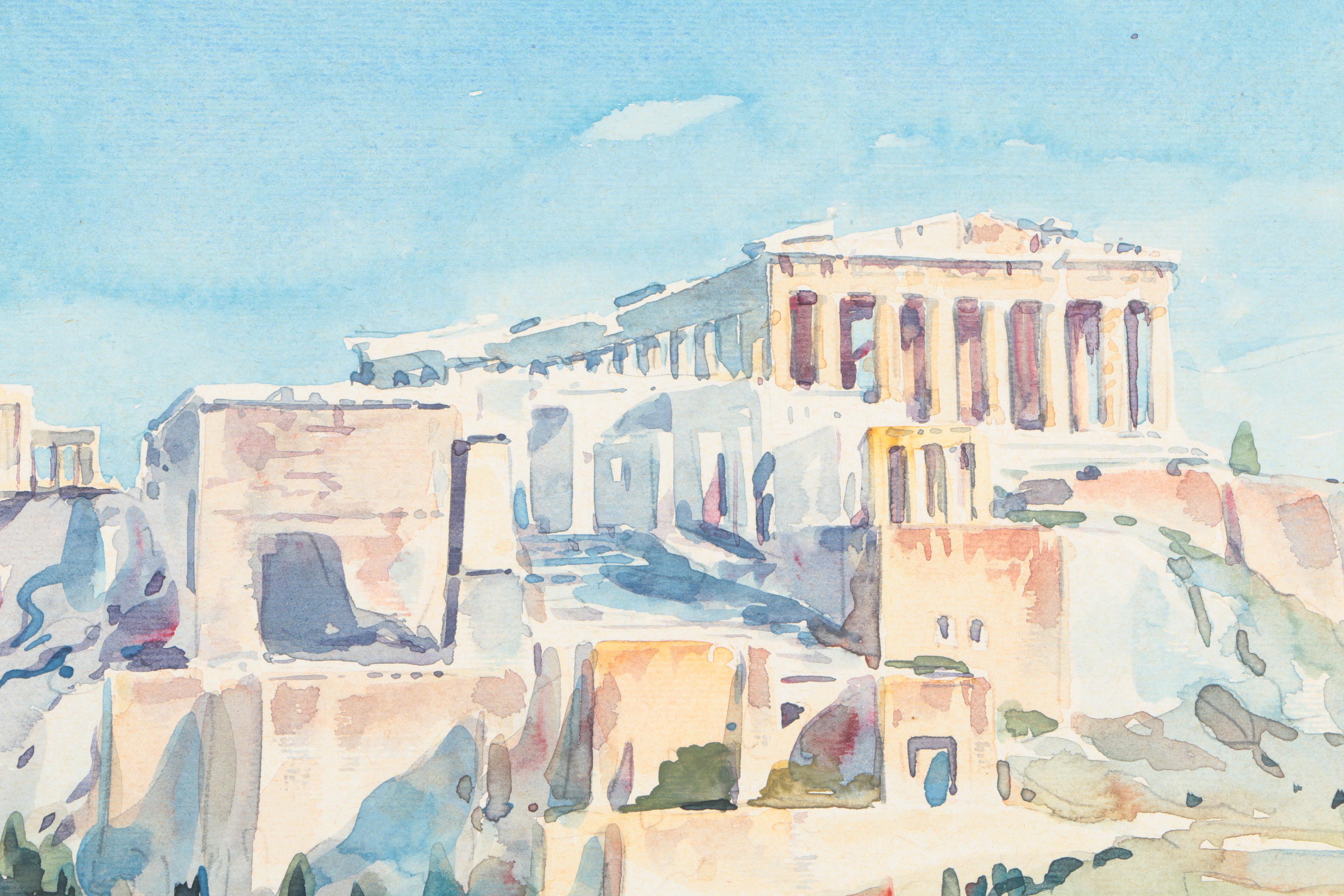 Watercolor on Paper of the Acropolis of Athens