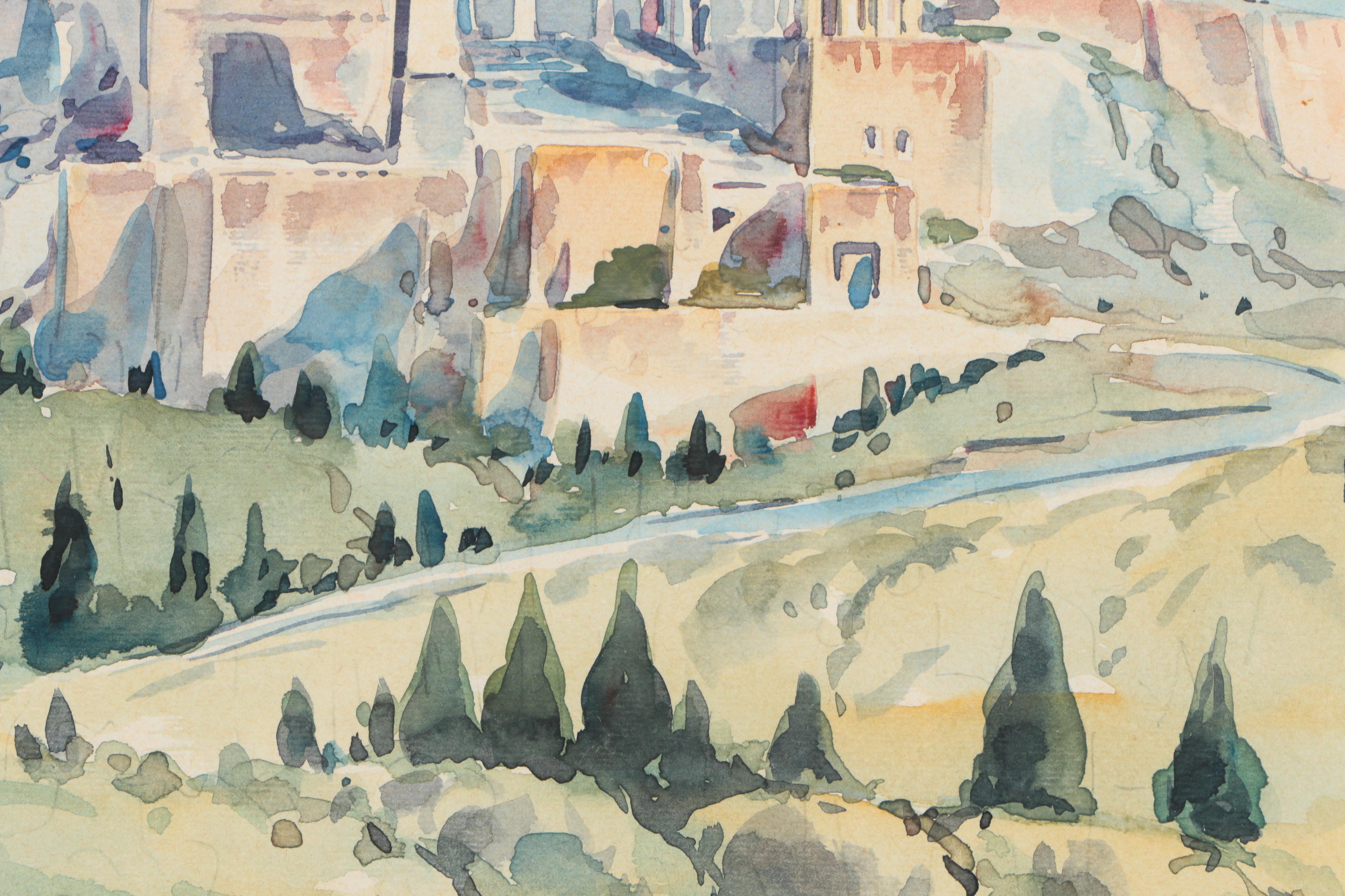 Watercolor on Paper of the Acropolis of Athens