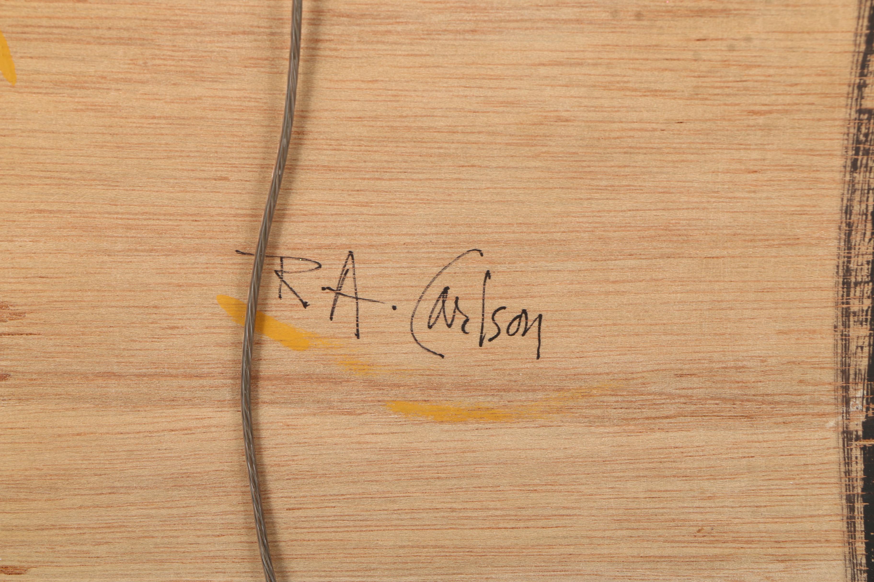 Richard A. Carlson Acrylic Painting on Wood Panel  "Wood Spirit"