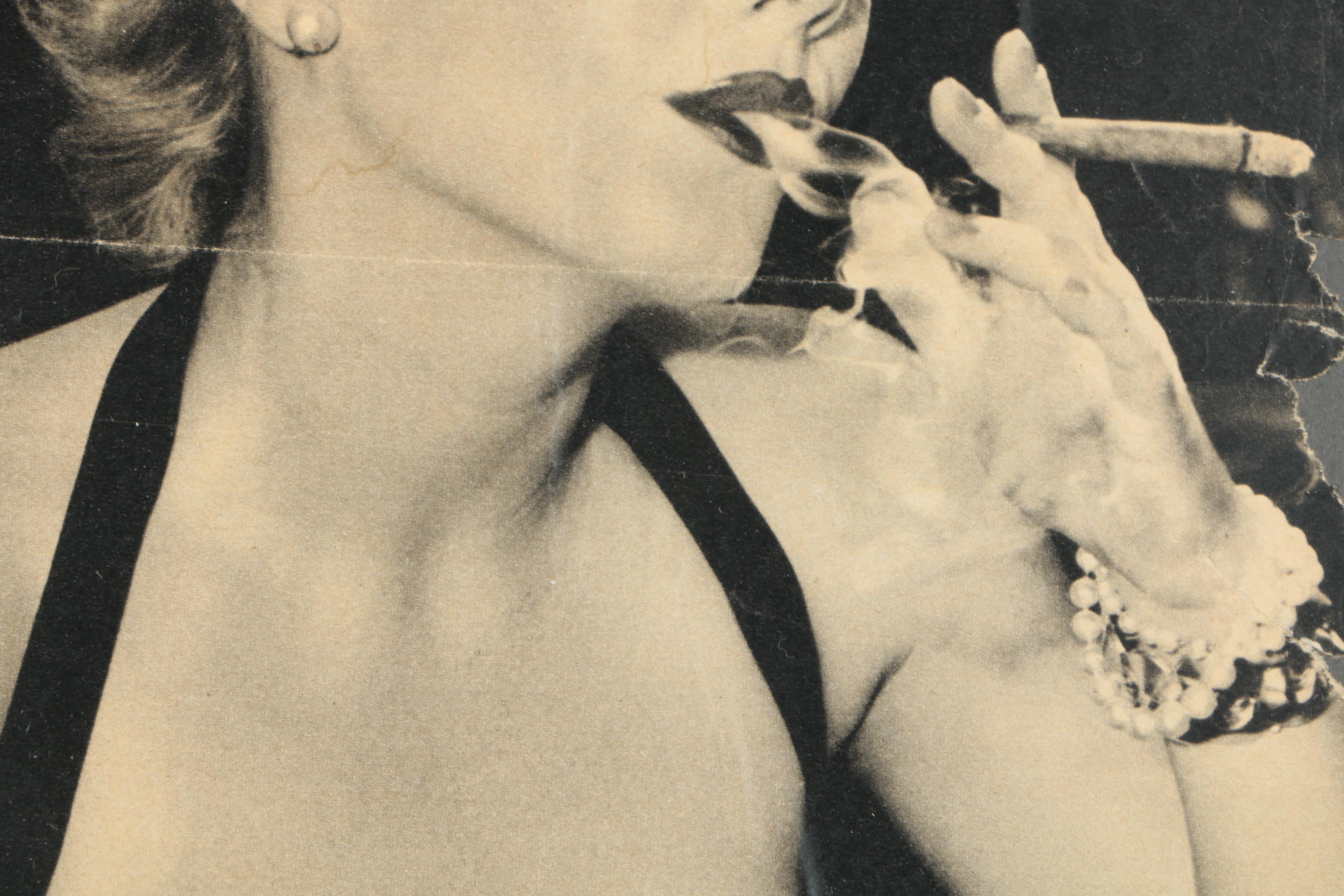 Framed Magazine Photograph of Anne Baxter With Cigar