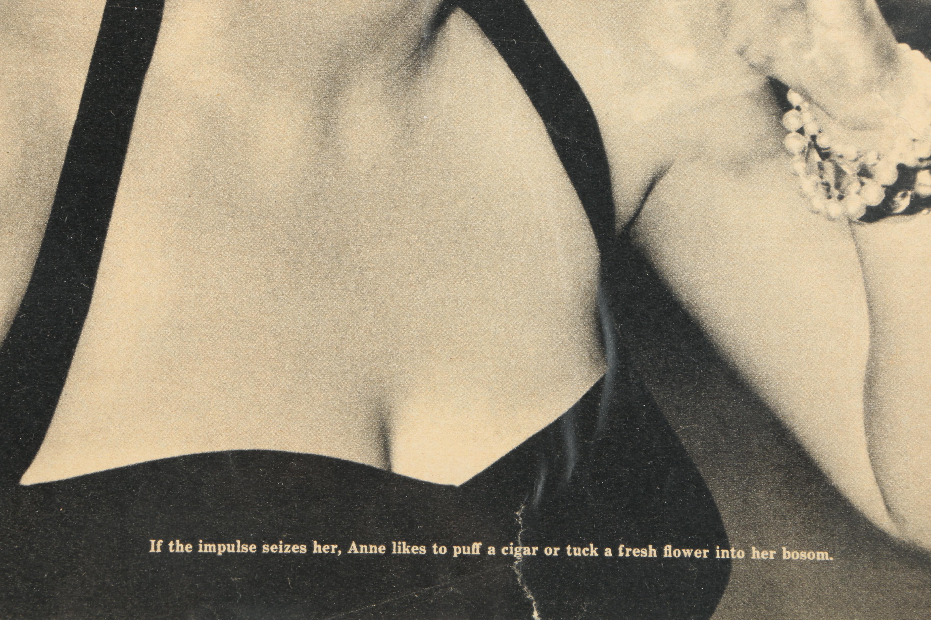 Framed Magazine Photograph of Anne Baxter With Cigar