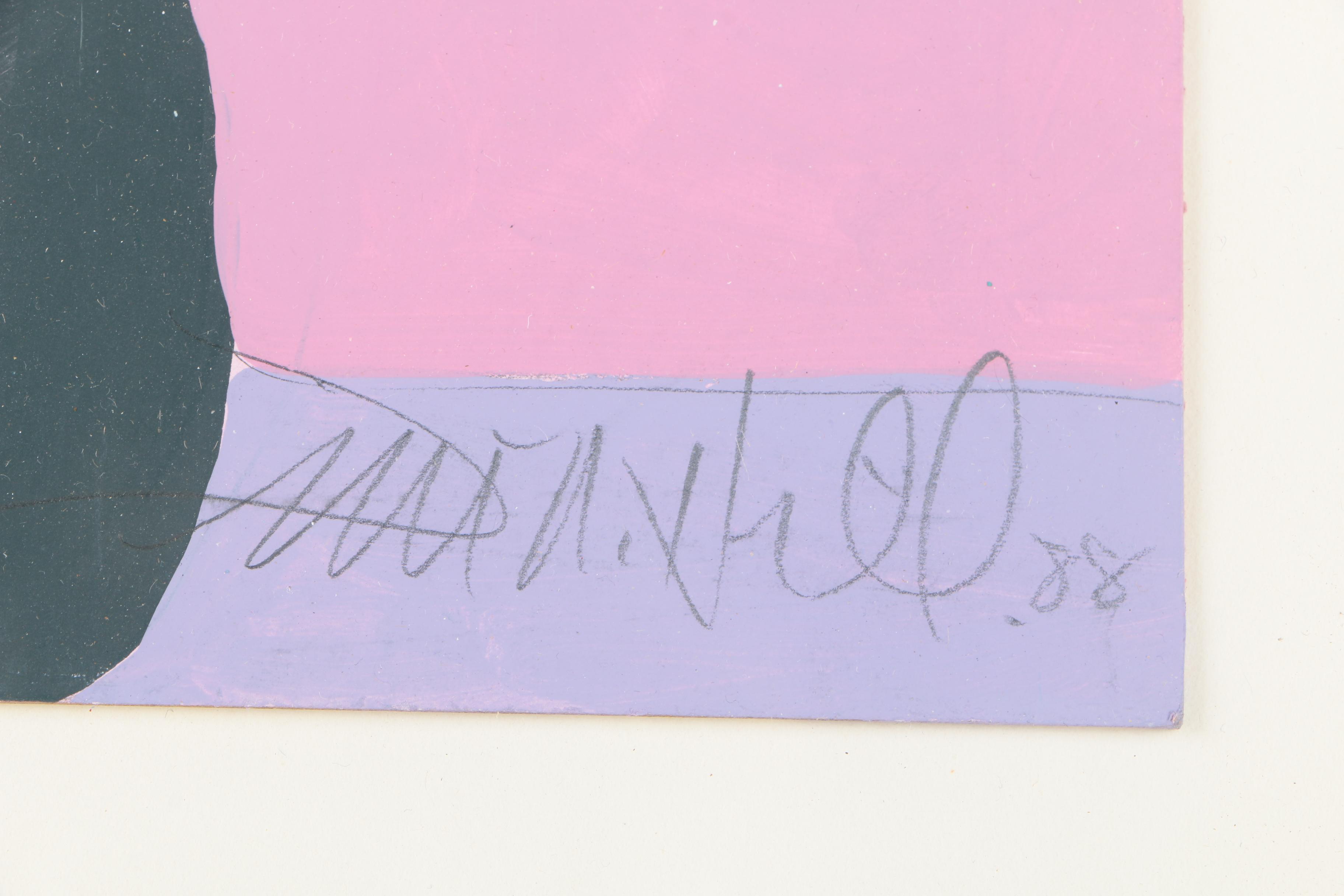 Jim N. Hill Painting Gouache on Paperboard "Cashier"