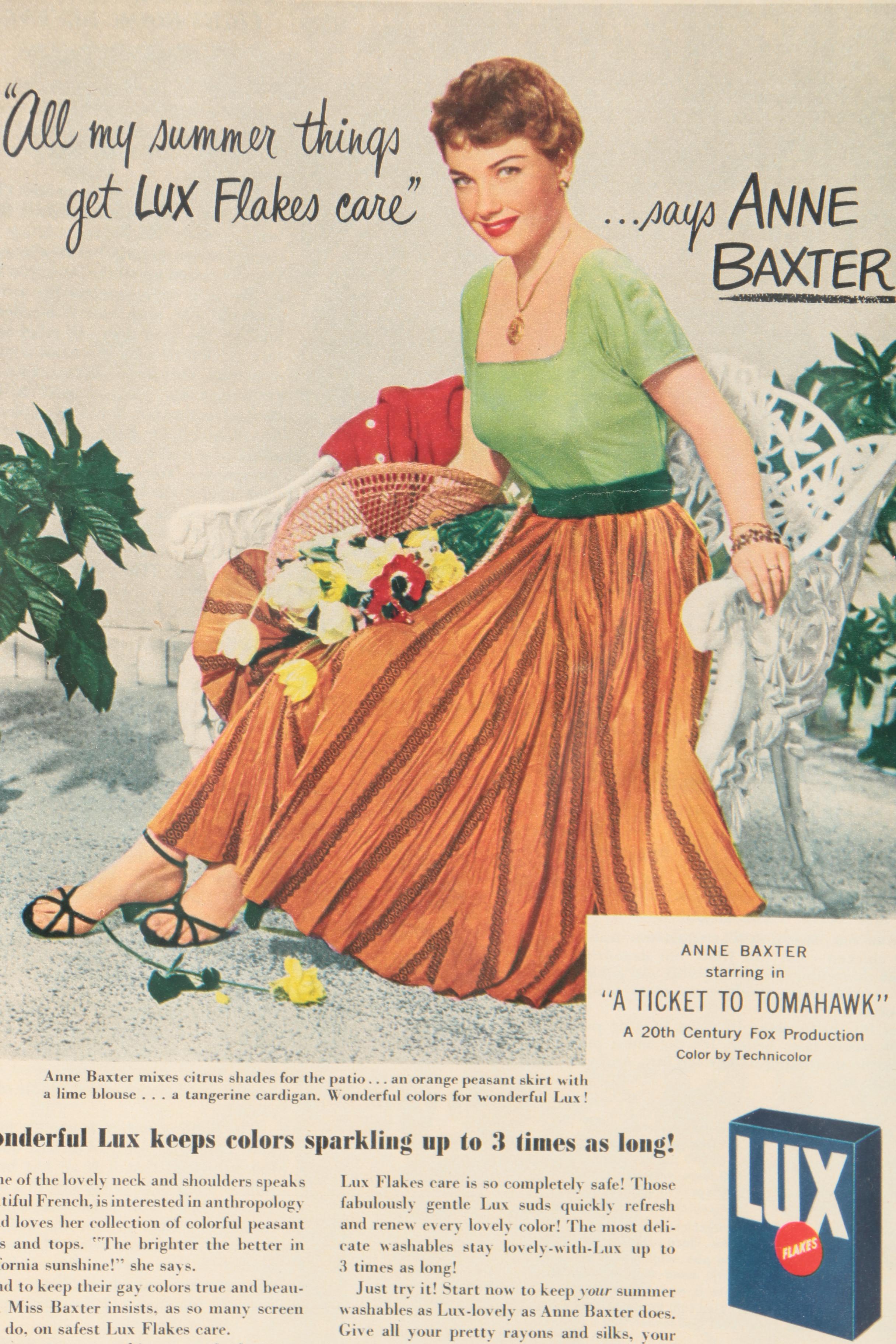 1950 Print Advertisement for Lux Flakes Featuring Anne Baxter