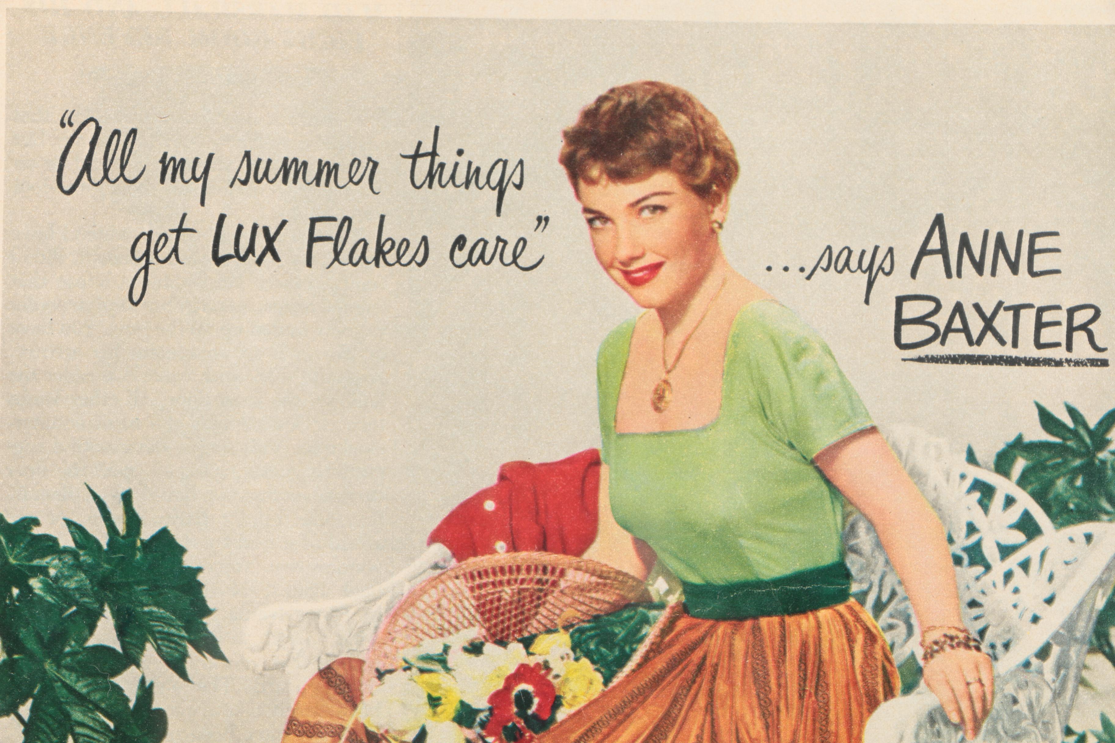 1950 Print Advertisement for Lux Flakes Featuring Anne Baxter