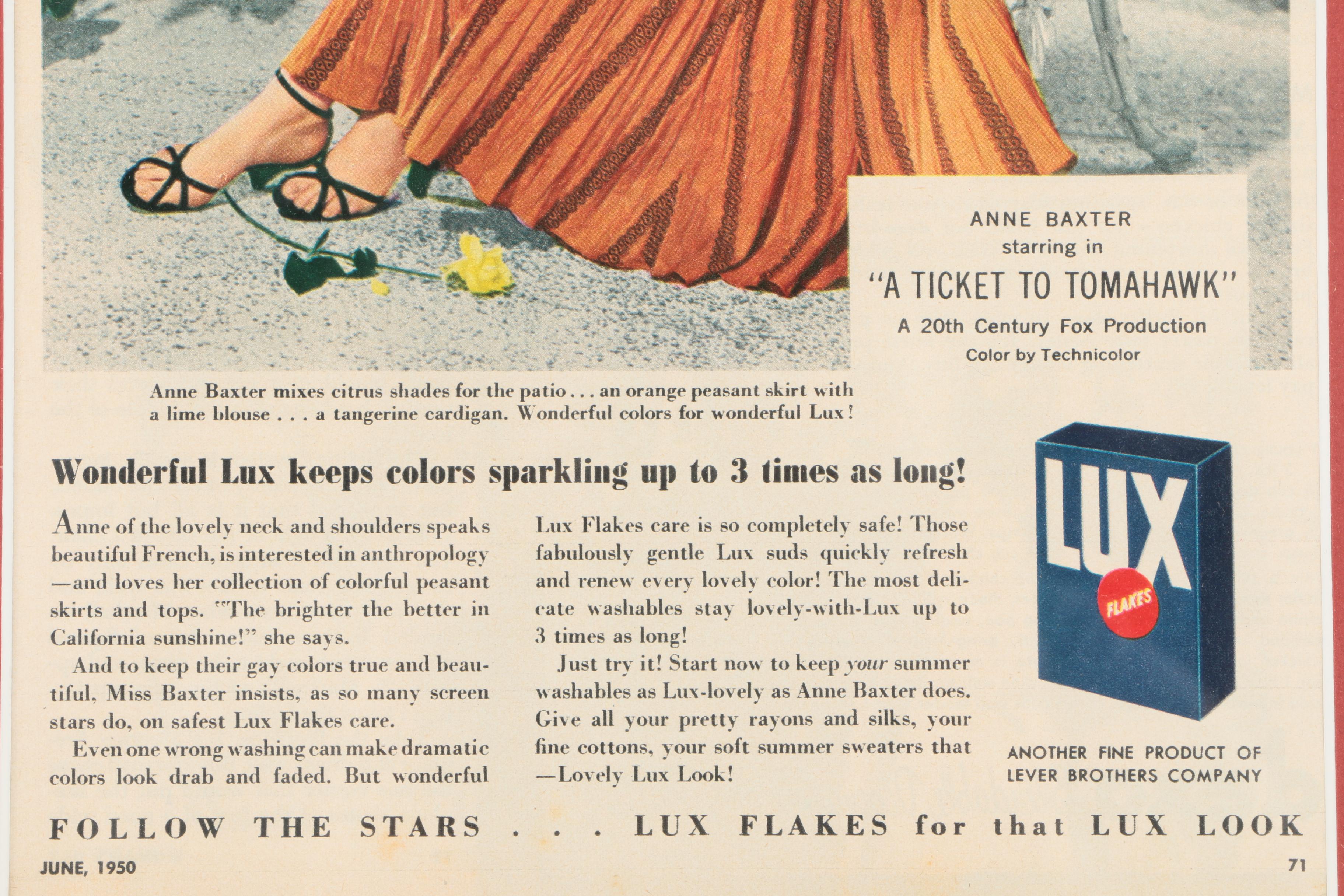 1950 Print Advertisement for Lux Flakes Featuring Anne Baxter