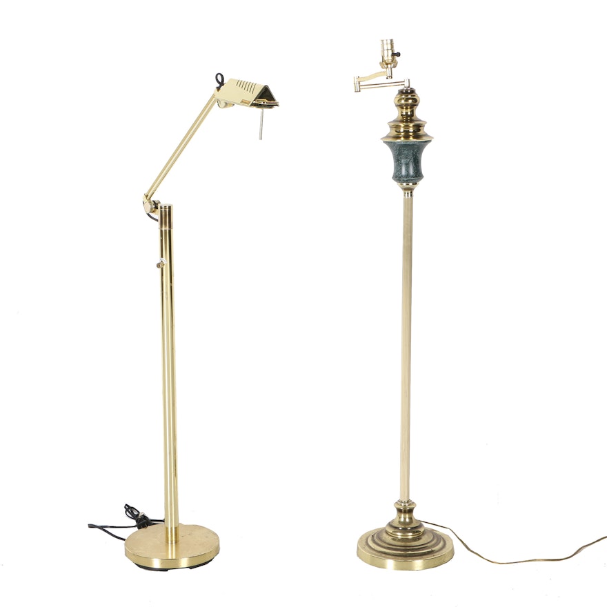 Brass Tone  Swing Arm Floor Lamps