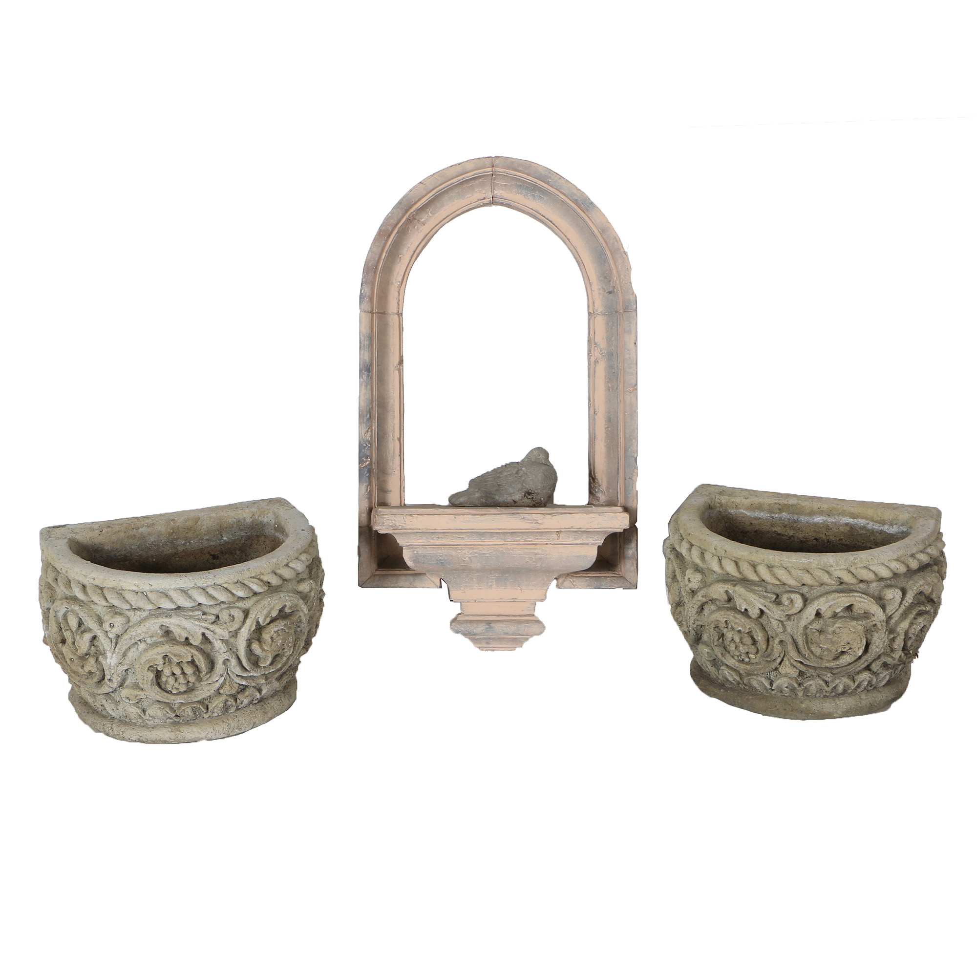 The Casey Collection "Lenox Window" and Cast Stone Planters