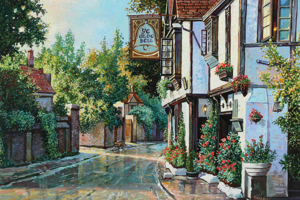 Yuri Dvornik Oil Painting on Canvas "Ye Olde Bell"
