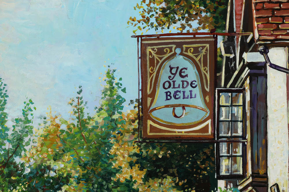 Yuri Dvornik Oil Painting on Canvas "Ye Olde Bell"