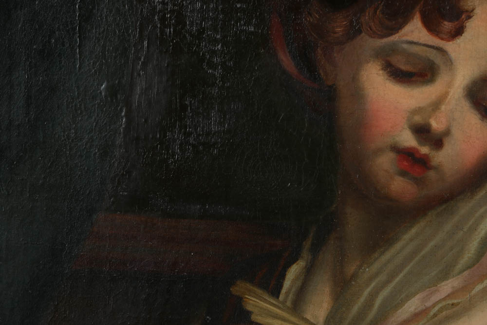 Oil Painting on Canvas of a Girl and Bird