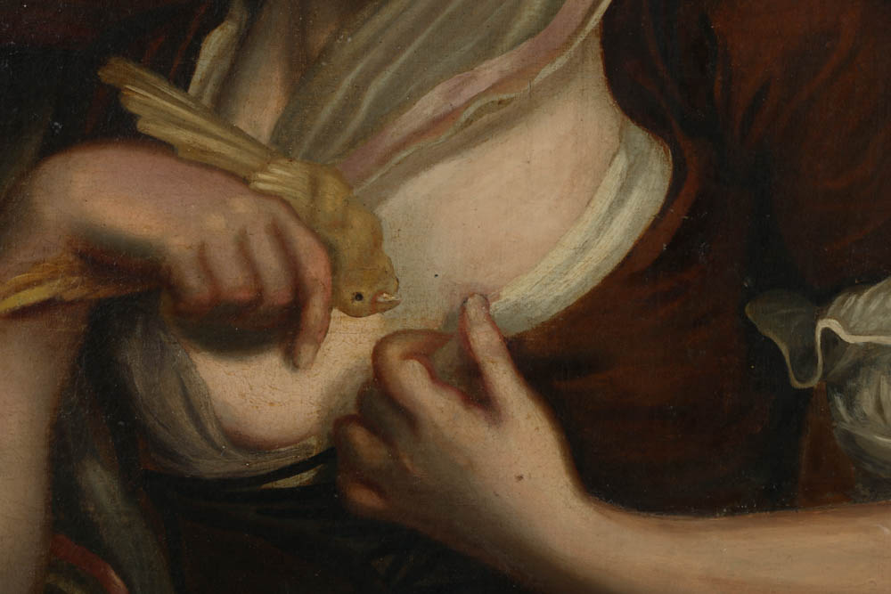 Oil Painting on Canvas of a Girl and Bird