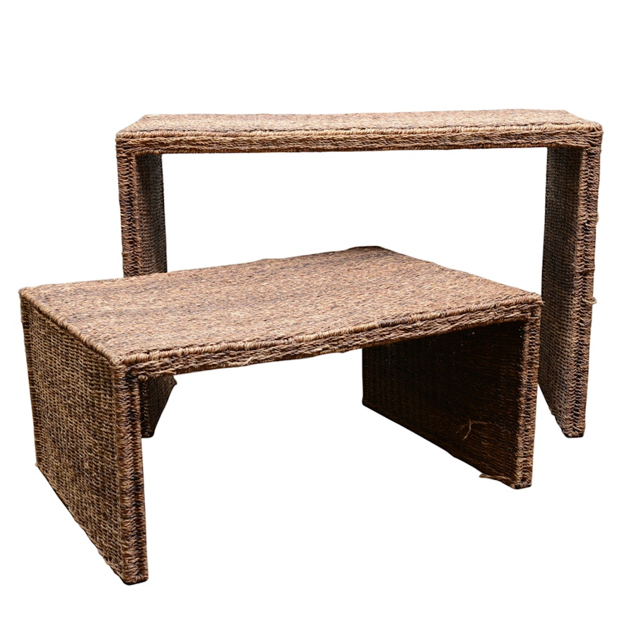 Wicker Console Table and Coffee Table