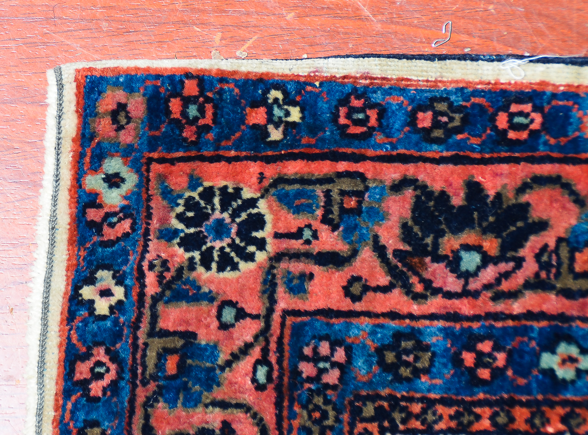 Antique Hand-Knotted Sarouk Persian Area Rug
