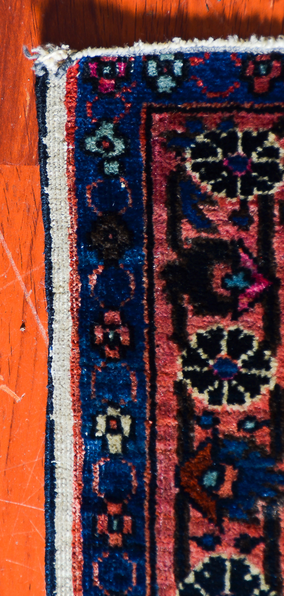 Antique Hand-Knotted Sarouk Persian Area Rug