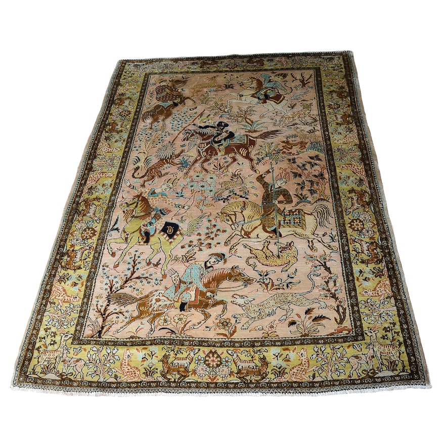 Persian Ghom Hand-Knotted Pure Silk Area Rug