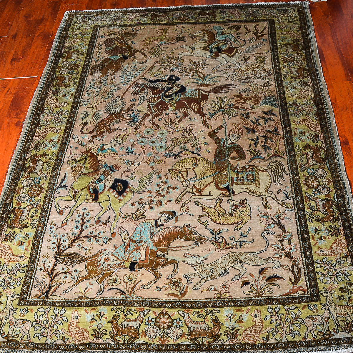 Persian Ghom Hand-Knotted Pure Silk Area Rug