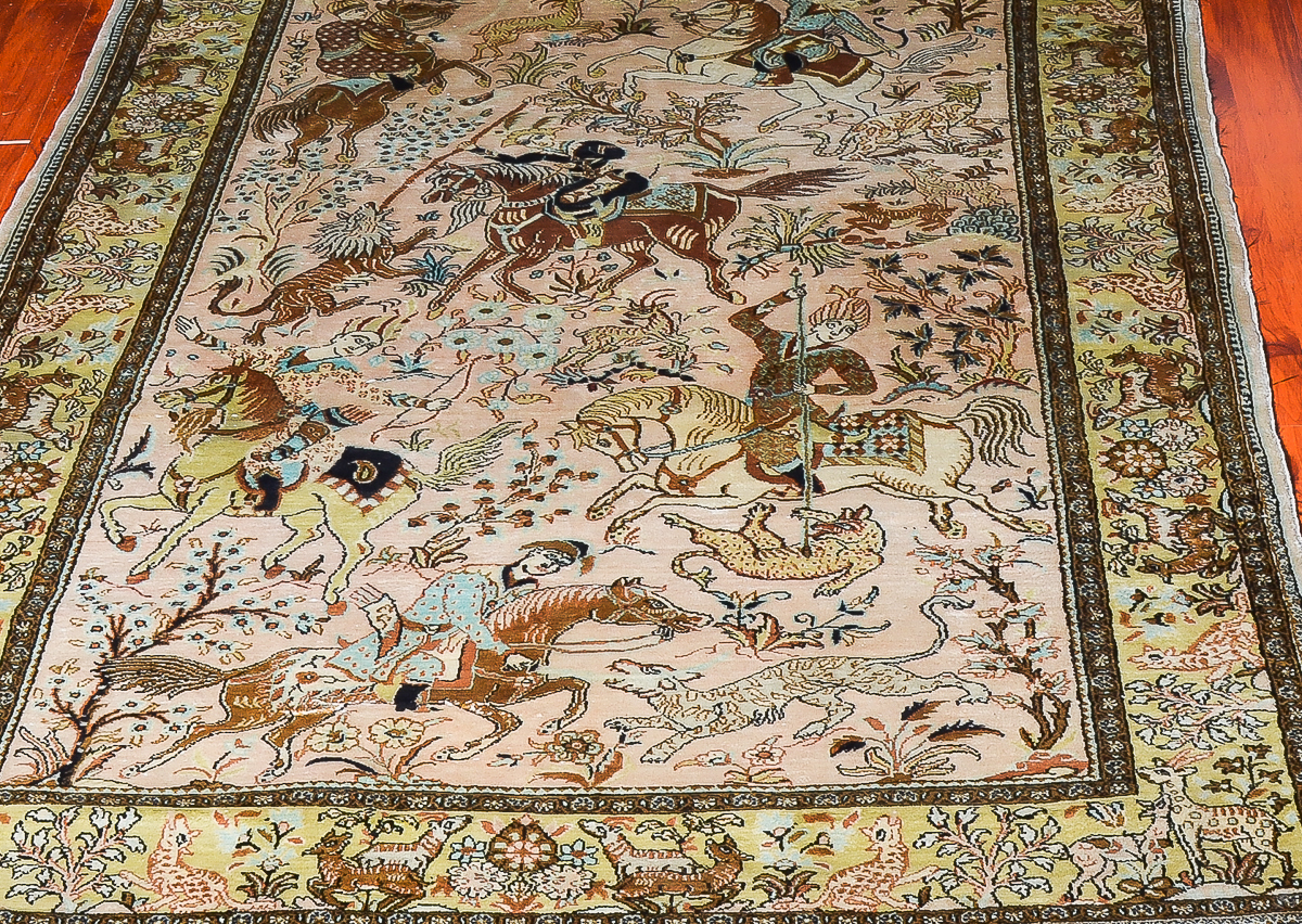 Persian Ghom Hand-Knotted Pure Silk Area Rug