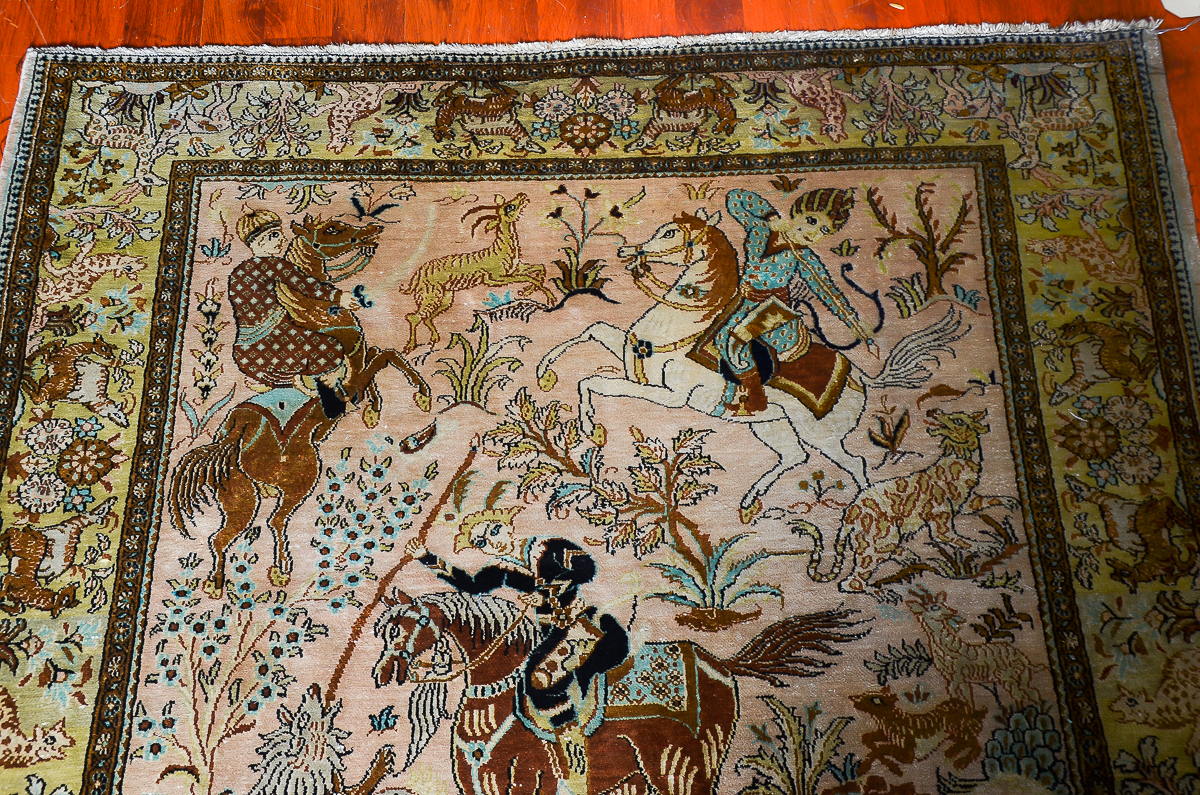 Persian Ghom Hand-Knotted Pure Silk Area Rug