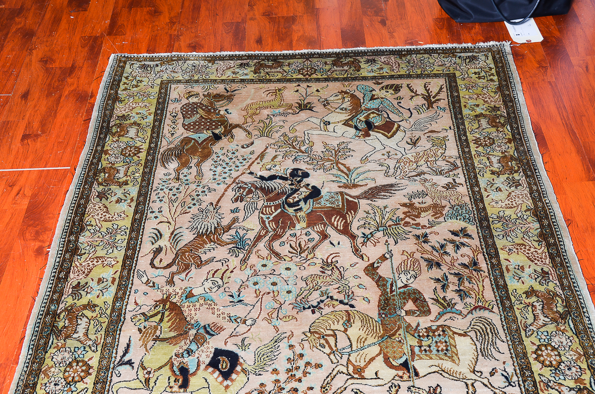 Persian Ghom Hand-Knotted Pure Silk Area Rug