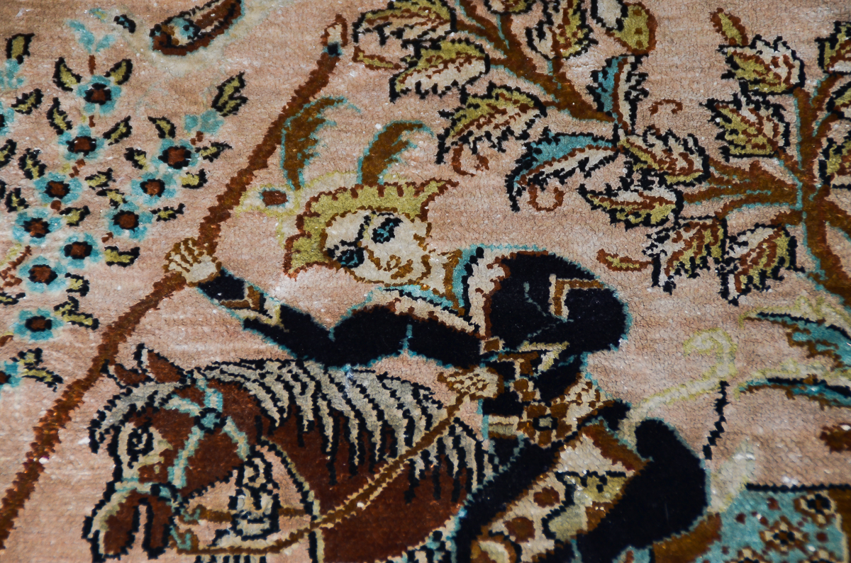 Persian Ghom Hand-Knotted Pure Silk Area Rug