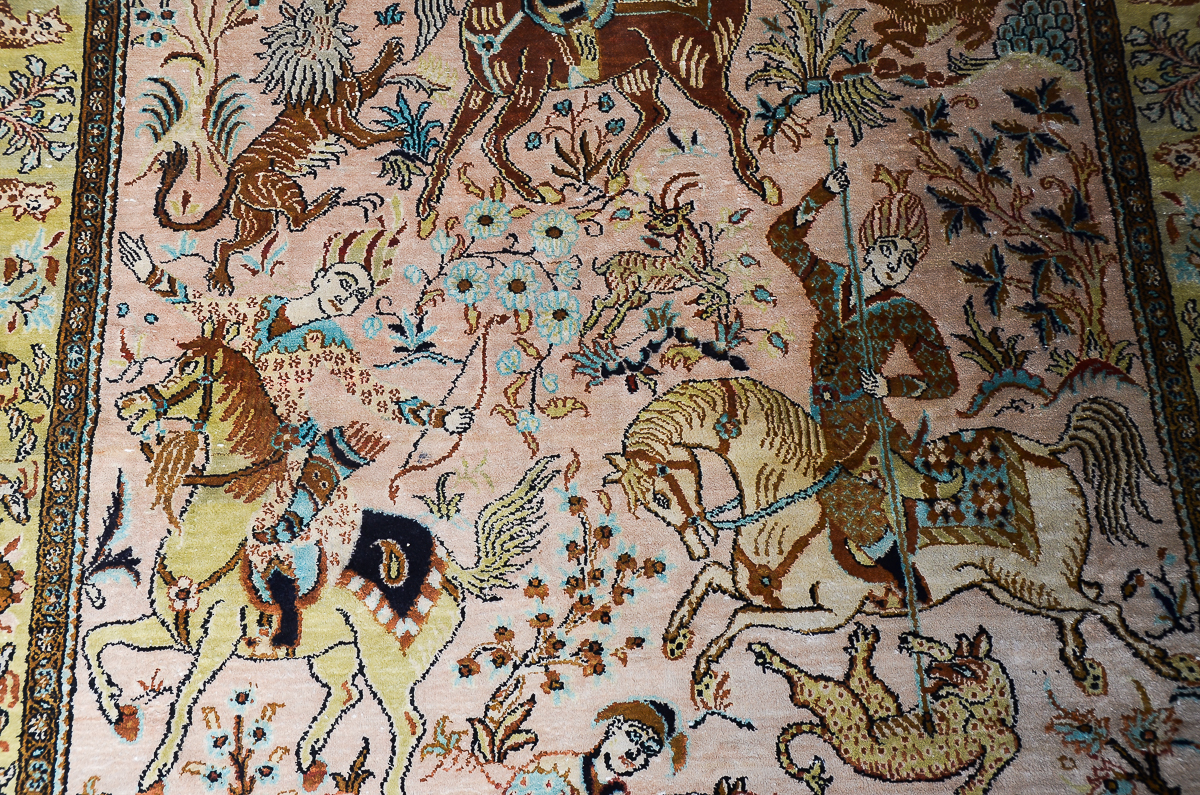 Persian Ghom Hand-Knotted Pure Silk Area Rug