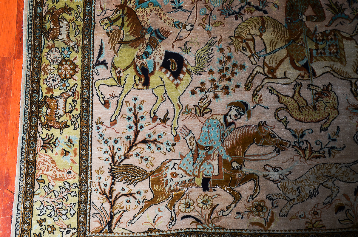 Persian Ghom Hand-Knotted Pure Silk Area Rug