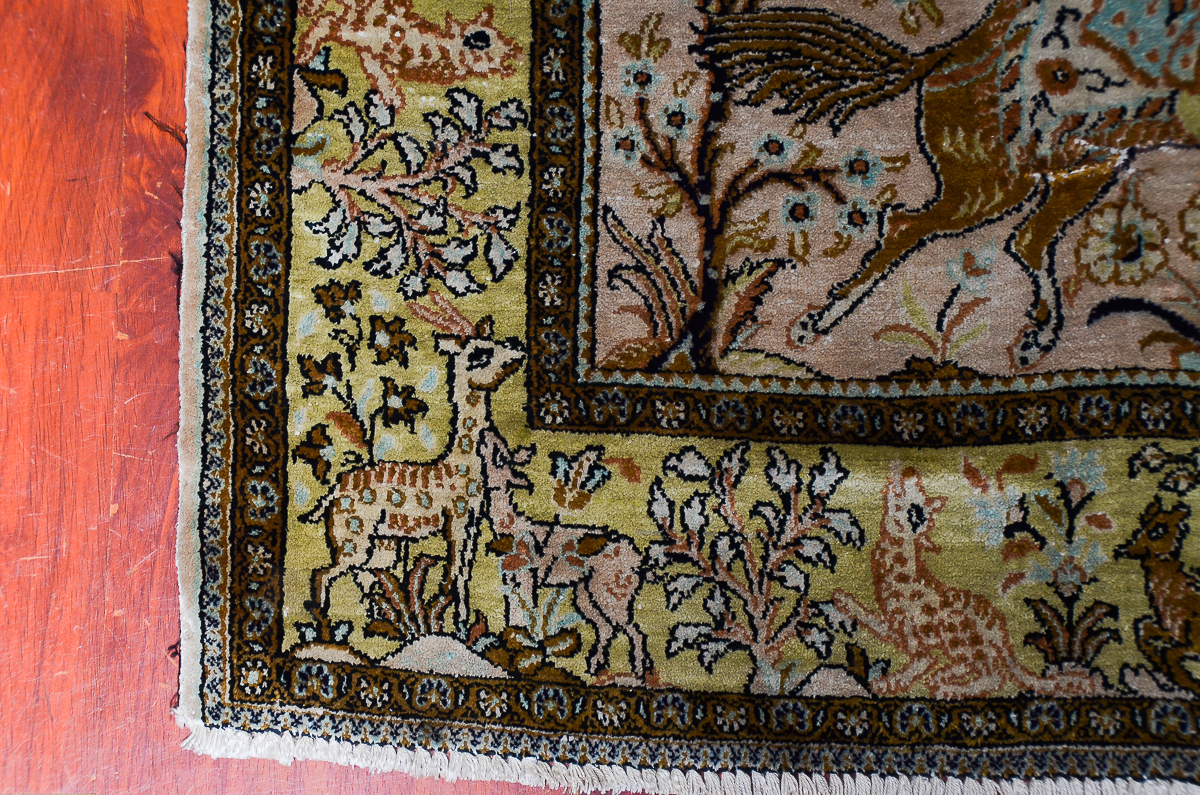 Persian Ghom Hand-Knotted Pure Silk Area Rug