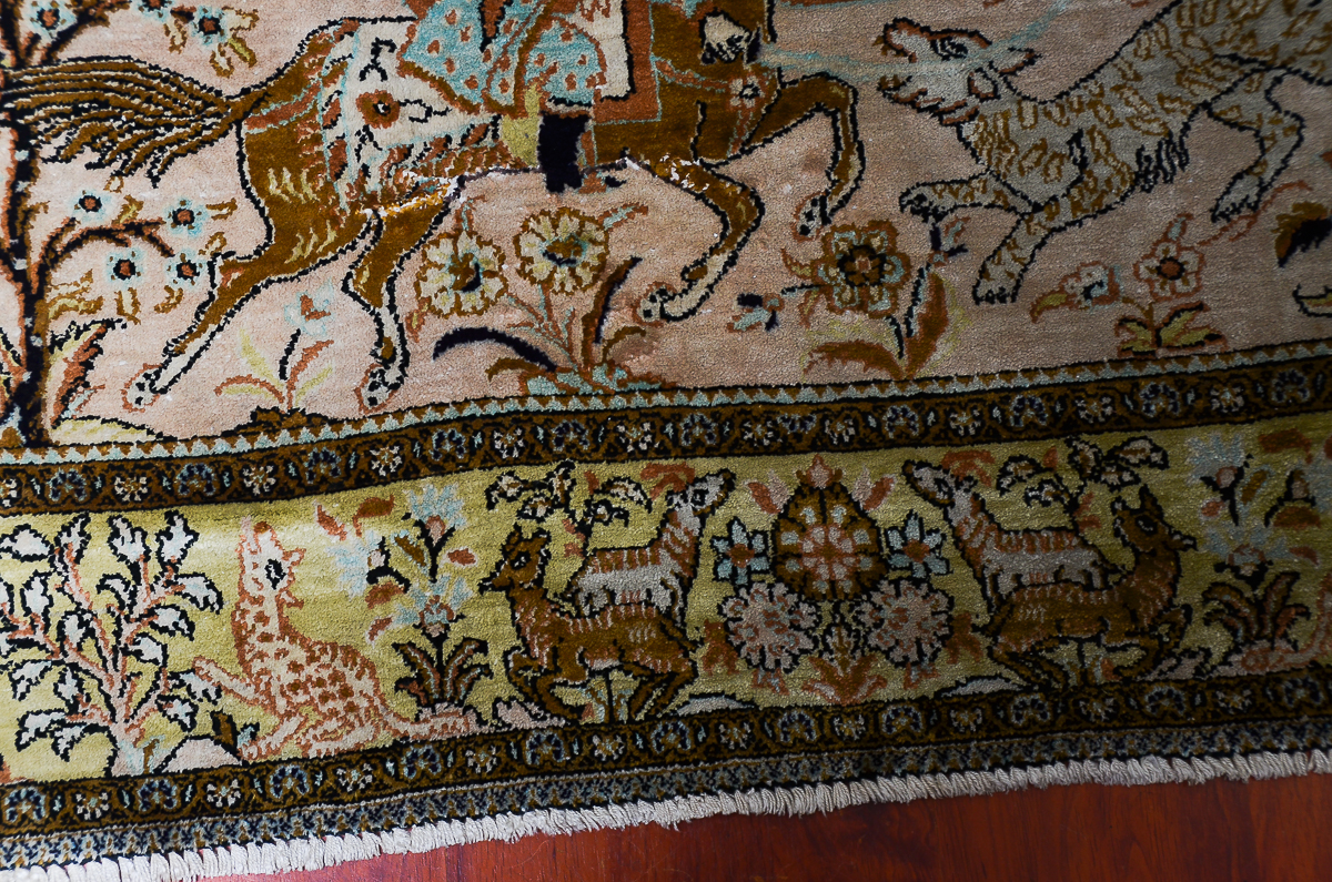 Persian Ghom Hand-Knotted Pure Silk Area Rug