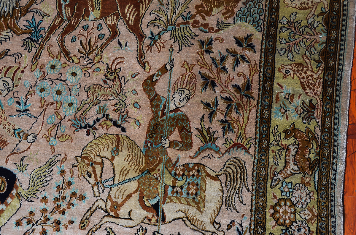 Persian Ghom Hand-Knotted Pure Silk Area Rug