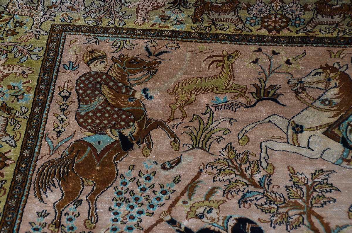 Persian Ghom Hand-Knotted Pure Silk Area Rug