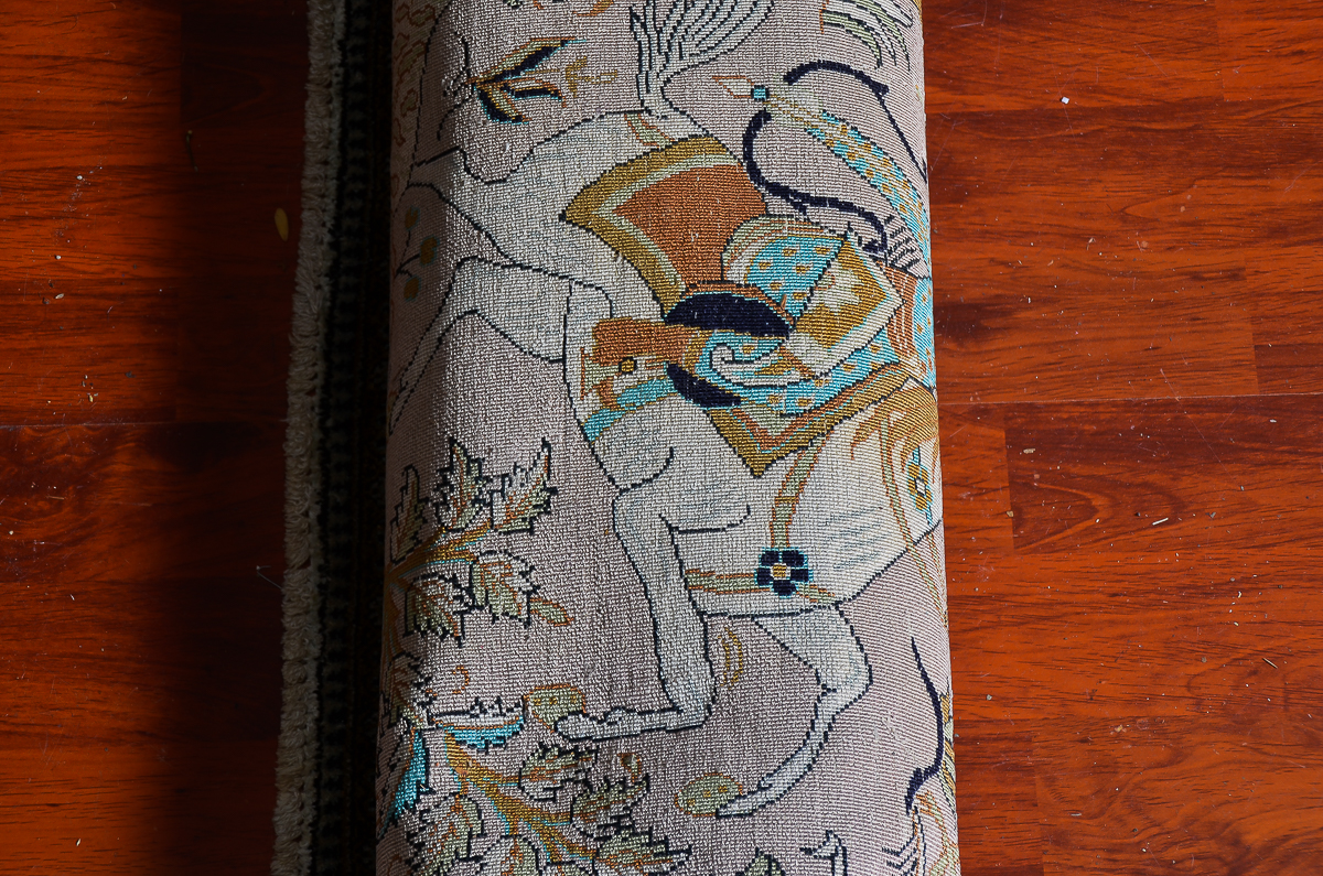 Persian Ghom Hand-Knotted Pure Silk Area Rug