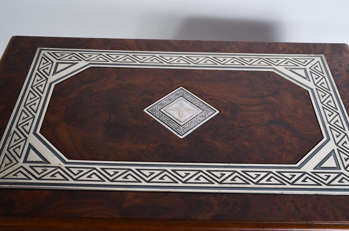 Burlwood Humidor With Sterling Silver Inlay