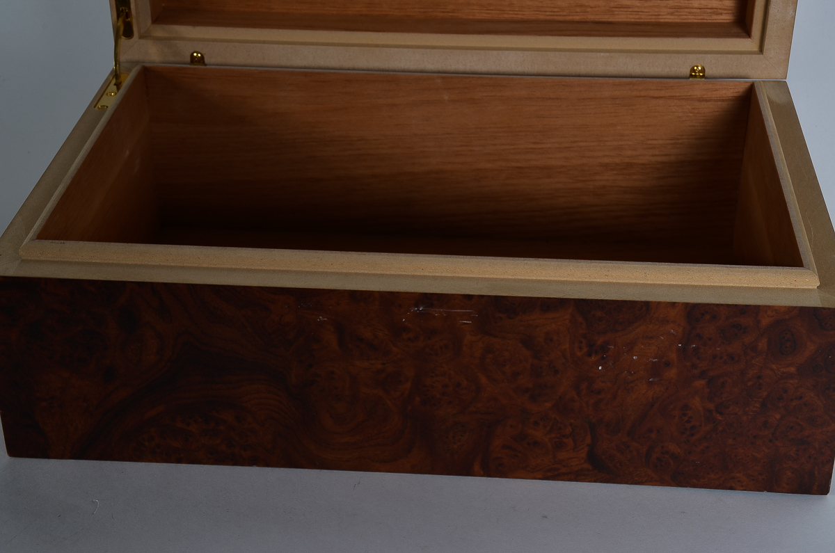 Burlwood Humidor With Sterling Silver Inlay