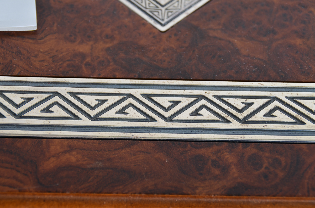 Burlwood Humidor With Sterling Silver Inlay