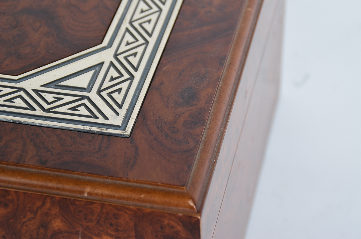 Burlwood Humidor With Sterling Silver Inlay