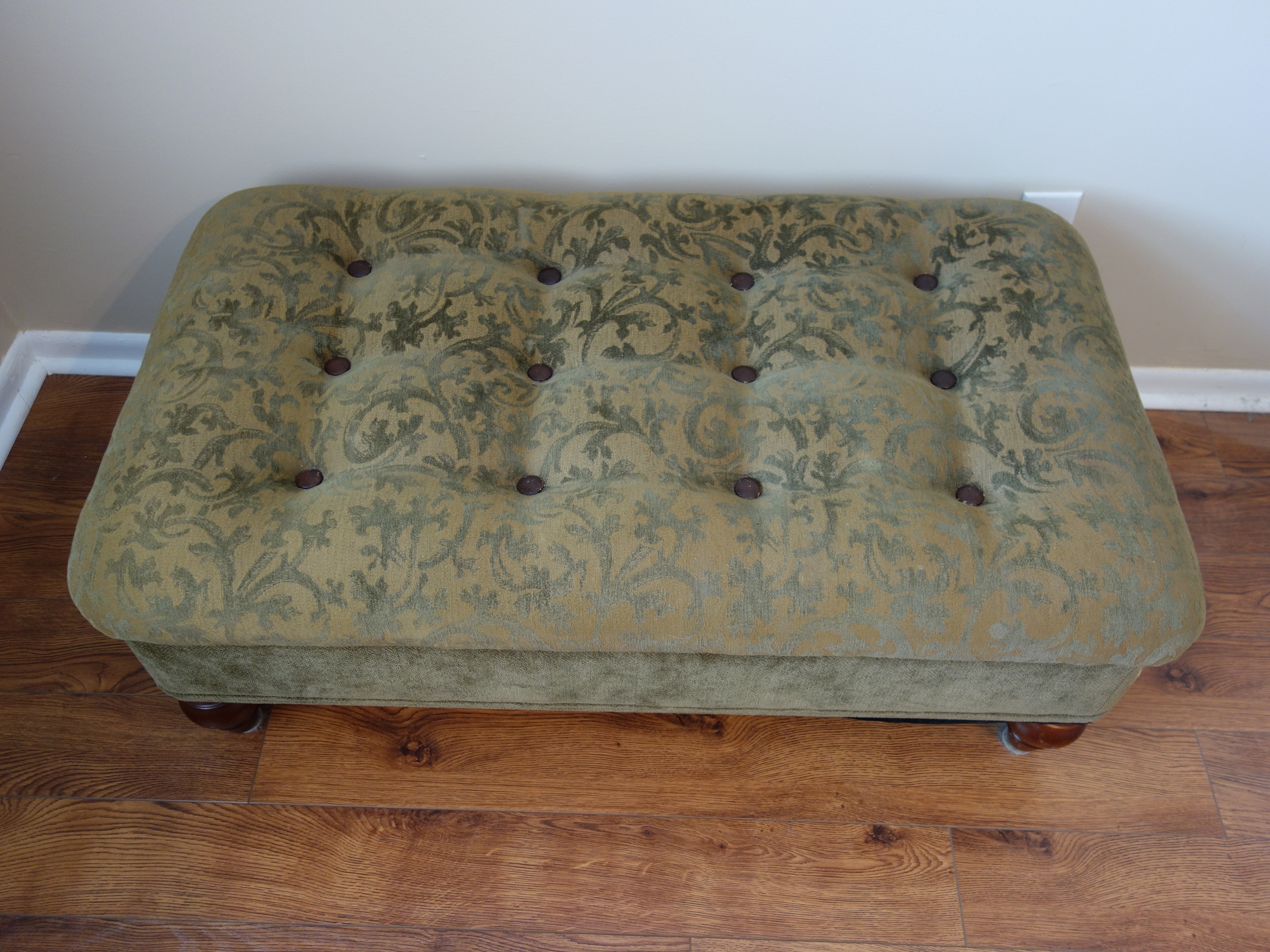 Contemporary Button-Tufted Ottoman With Pull-Out Trays