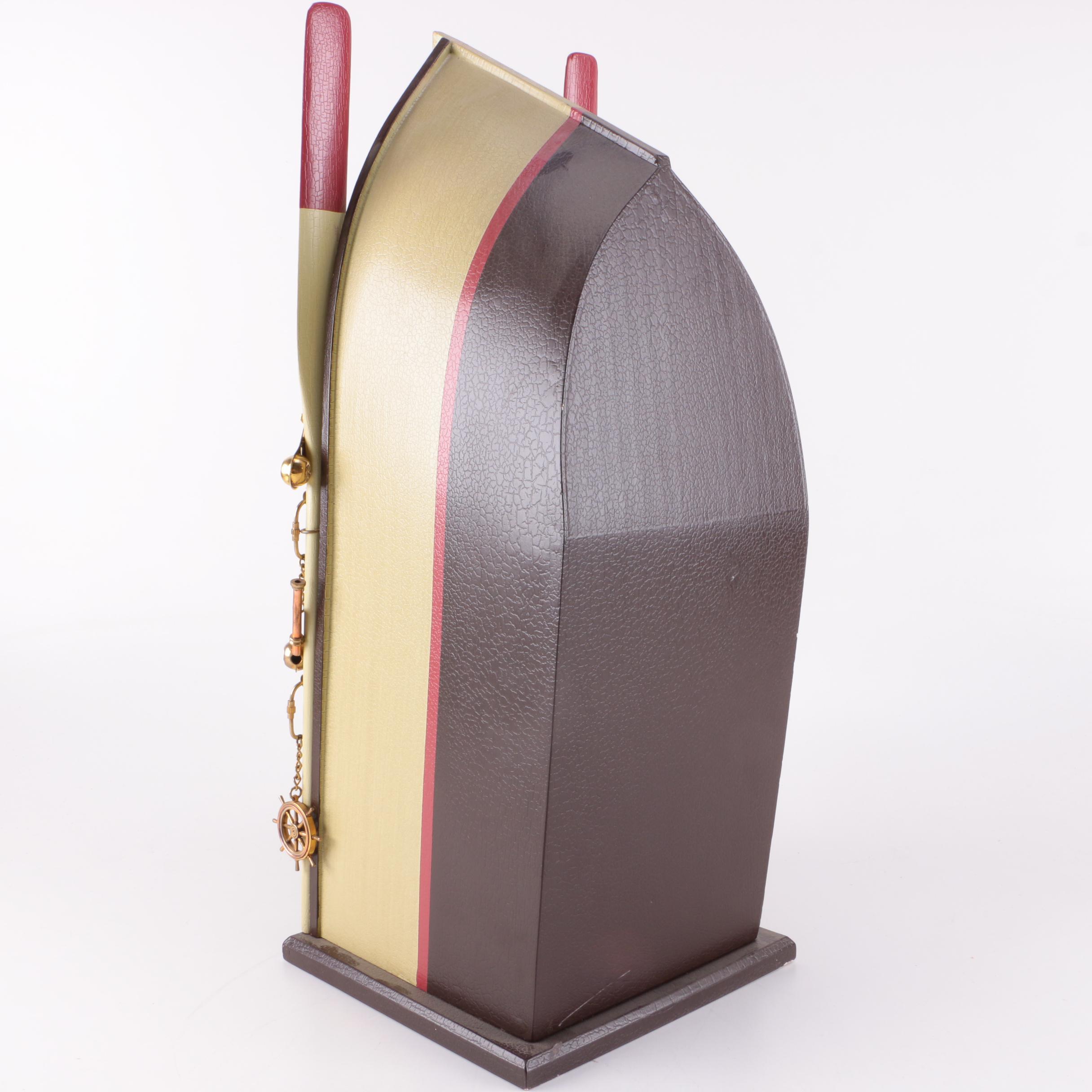 Wooden Three-Tier Boat Shelf with Keychain Cargo Barrels