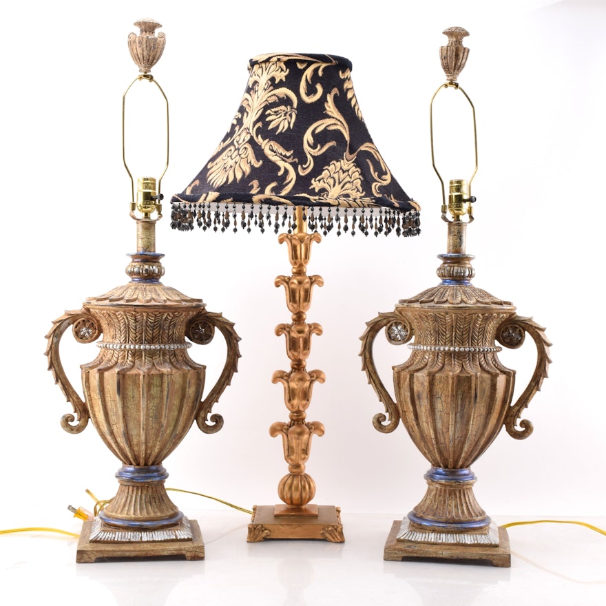 Gold and Bronze Tone Table Lamps