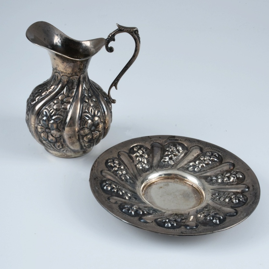 900 Silver Ewer and Tray