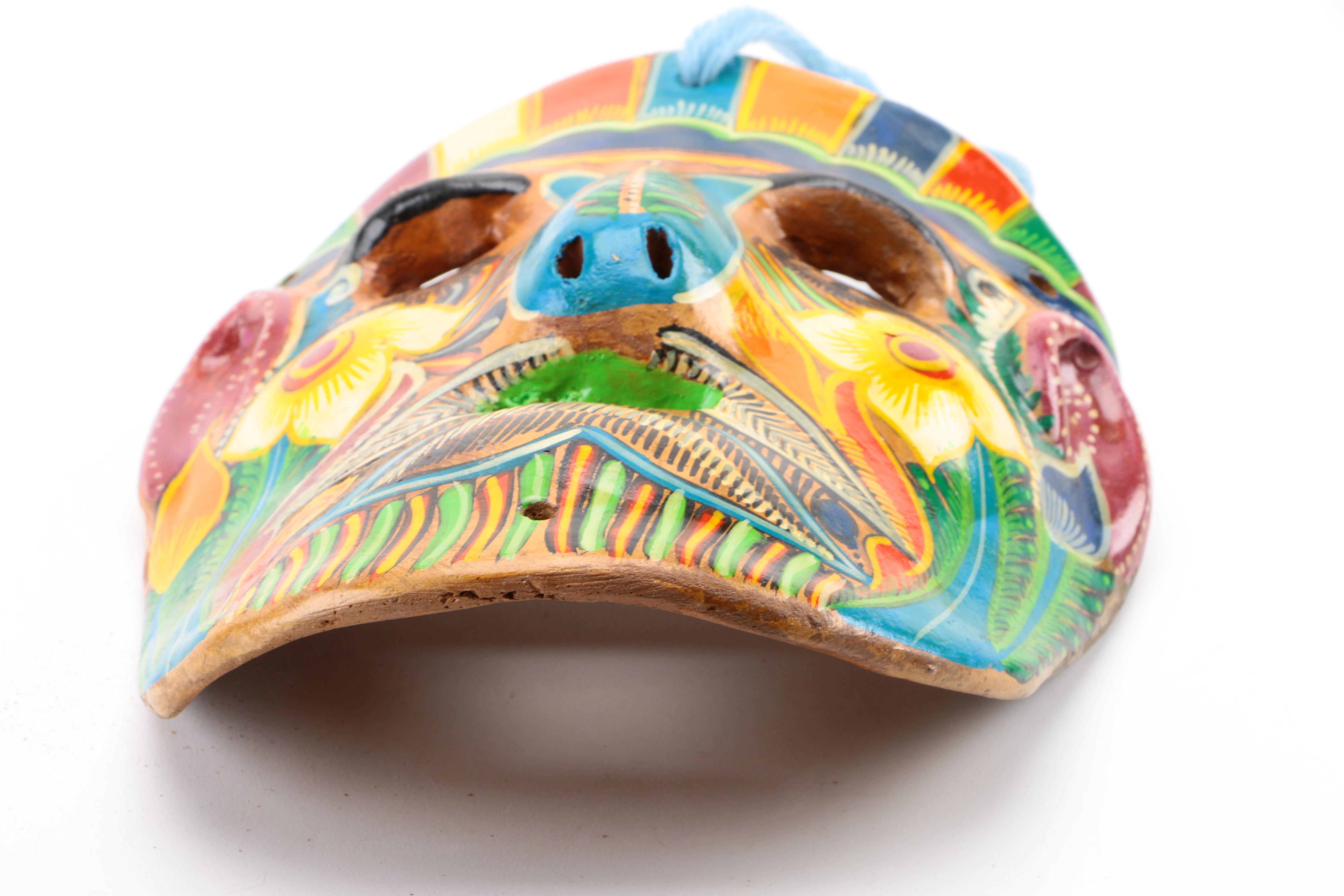 Mexican Inspired Hand Painted Ceramic Mask